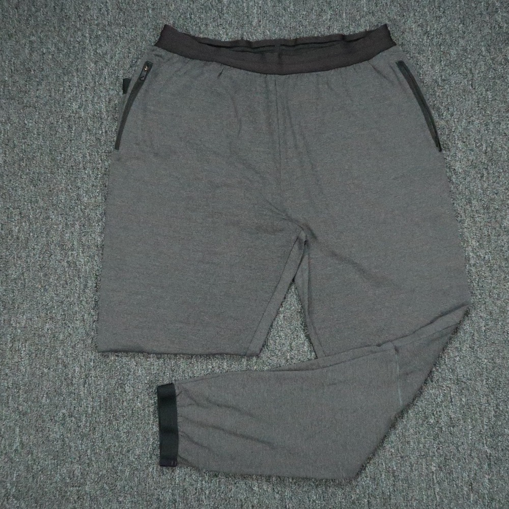 Hill City Pants Mens Large Gray Jogger Athletic Zip Pocket Stretch TAPERED